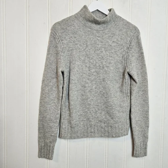 J. Crew Point Sur Gray Mock Neck Merino Wool Alpaca Blend Sweater Womens Size S - Picture 2 of 14